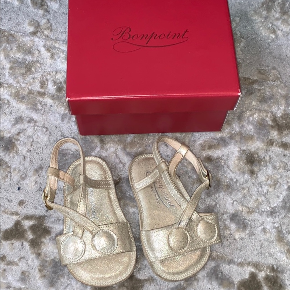 Bonpoint Cherry Baby Sandal in Light Gold Size 18